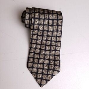 Robert Talbott Studio Tie Mens Gold Black Geometric Floral Silk Luxury Business‎